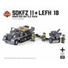 BRICKMANIA 2095 non  XE NỬA BÁNH XÍCH SDKFZ 11 + GÓI CHIẾN ĐẤU LEFH bộ đồ chơi xếp lắp ráp ghép mô hình Military Army SDKFZ 11 + LEFH BATTLE PACK Quân Sự Bộ Đội 487 khối
