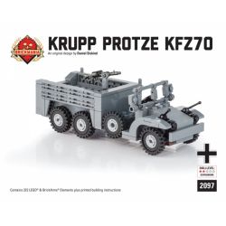 BRICKMANIA 2097 non  KRUPP PROTZE (KFZ 70) bộ đồ chơi xếp lắp ráp ghép mô hình Military Army Quân Sự Bộ Đội 222 khối
