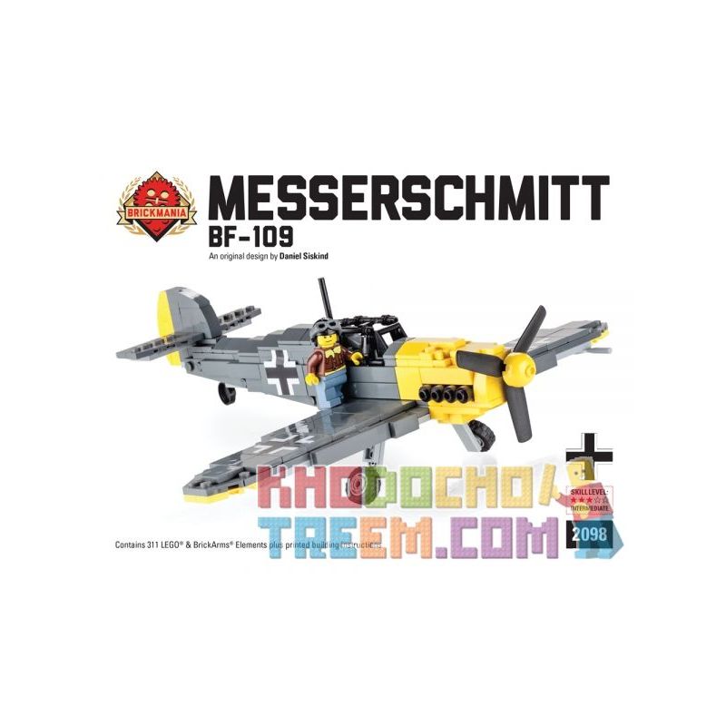 BRICKMANIA 2098 non  MESSERSCHMITT BF 109 bộ đồ chơi xếp lắp ráp ghép mô hình Military Army MESSERSCHMITT BF-109 Quân Sự Bộ Đội 311 khối