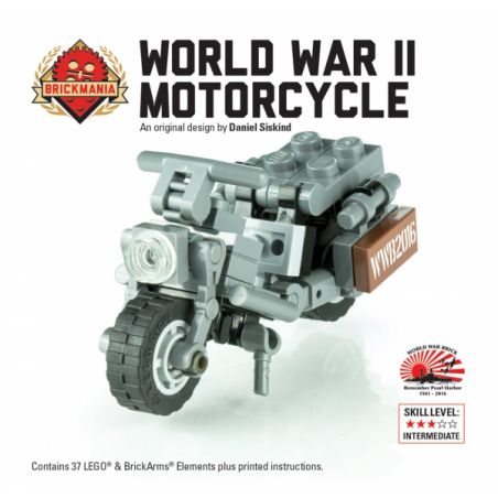 BRICKMANIA 2100 non  XE MÁY WLA THỜI THẾ CHIẾN II bộ đồ chơi xếp lắp ráp ghép mô hình Military Army WWII WLA MOTORCYCLE Quân Sự Bộ Đội 37 khối