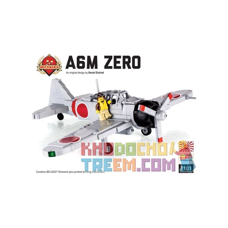 BRICKMANIA 2101 non  MÁY BAY CHIẾN ĐẤU A6M ZERO bộ đồ chơi xếp lắp ráp ghép mô hình Military Army Quân Sự Bộ Đội 403 khối