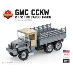 BRICKMANIA 2104 non  XE TẢI CHỞ HÀNG GMC CCKW 2 1 TẤN bộ đồ chơi xếp lắp ráp ghép mô hình Military Army GMC CCKW 2 1/2 TON CARGO TRUCK Quân Sự Bộ Đội 245 khối