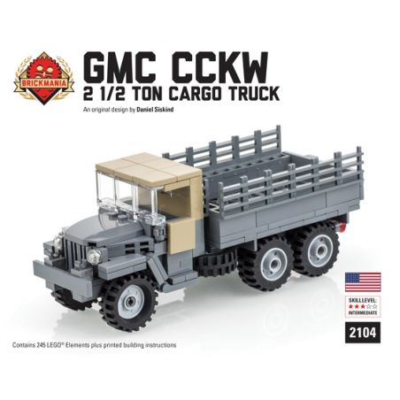 BRICKMANIA 2104 non  XE TẢI CHỞ HÀNG GMC CCKW 2 1 TẤN bộ đồ chơi xếp lắp ráp ghép mô hình Military Army GMC CCKW 2 1/2 TON CARGO TRUCK Quân Sự Bộ Đội 245 khối