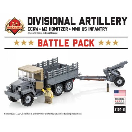 BRICKMANIA 2104-B non  GÓI CHIẾN ĐẤU PHÁO BINH bộ đồ chơi xếp lắp ráp ghép mô hình Military Army DIVISIONAL ARTILLERY BATTLE PACK Quân Sự Bộ Đội 307 khối