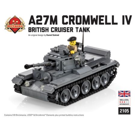 BRICKMANIA 2105 non  XE TĂNG A27M CROMWELL MK IV bộ đồ chơi xếp lắp ráp ghép mô hình Military Army Quân Sự Bộ Đội 510 khối