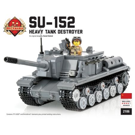 BRICKMANIA 2106 non  SÚNG TẤN CÔNG DIỆT TĂNG HẠNG NẶNG SU-152 bộ đồ chơi xếp lắp ráp ghép mô hình Military Army SU-152 HEAVY TANK DESTROYER / ASSAULT GUN Quân Sự Bộ Đội 777 khối