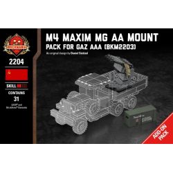BRICKMANIA 2204 non  SÚNG MÁY M4 MAXIM-GAZ AAA GÓI TĂNG ÁP bộ đồ chơi xếp lắp ráp ghép mô hình Military Army M4 MAXIM MG AA MOUNT - PACK FOR GAZ AAA Quân Sự Bộ Đội 31 khối