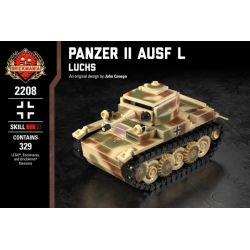 BRICKMANIA 2208 non  LOẠI 2 XE TĂNG bộ đồ chơi xếp lắp ráp ghép mô hình Military Army PANZER II AUSF L - LUCHS Quân Sự Bộ Đội 329 khối