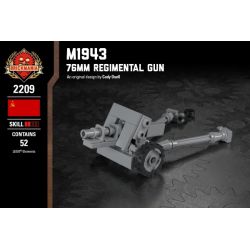 BRICKMANIA 2209 non  M1943 LOẠI SÚNG BỘ BINH 76MM bộ đồ chơi xếp lắp ráp ghép mô hình Military Army M1943 - 76MM REGIMENTAL GUN Quân Sự Bộ Đội 52 khối