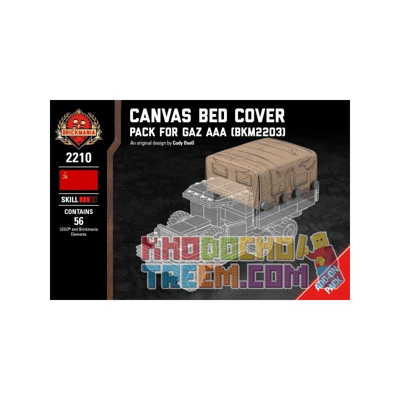 BRICKMANIA 2210 non  BÌA VẢI - GÓI BỔ SUNG GAZ AAA bộ đồ chơi xếp lắp ráp ghép mô hình Military Army CANVAS BED COVER - PACK FOR GAZ AAA Quân Sự Bộ Đội 56 khối