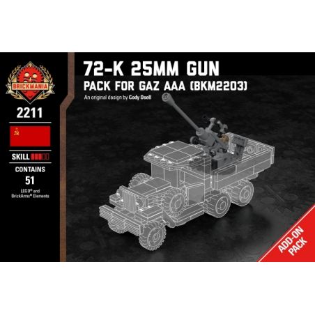 BRICKMANIA 2211 non  BỘ TĂNG ÁP CHO SÚNG MÁY 72-K 25MM-GAZ AAA bộ đồ chơi xếp lắp ráp ghép mô hình Military Army 72-K 25MM GUN PACK FOR GAZ AAA Quân Sự Bộ Đội 51 khối