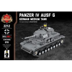 BRICKMANIA 2212 non  XE TĂNG HẠNG IV LOẠI G-XE TRUNG CỦA ĐỨC bộ đồ chơi xếp lắp ráp ghép mô hình Military Army PANZER IV AUSF G - GERMAN MEDIUM TANK Quân Sự Bộ Đội 616 khối