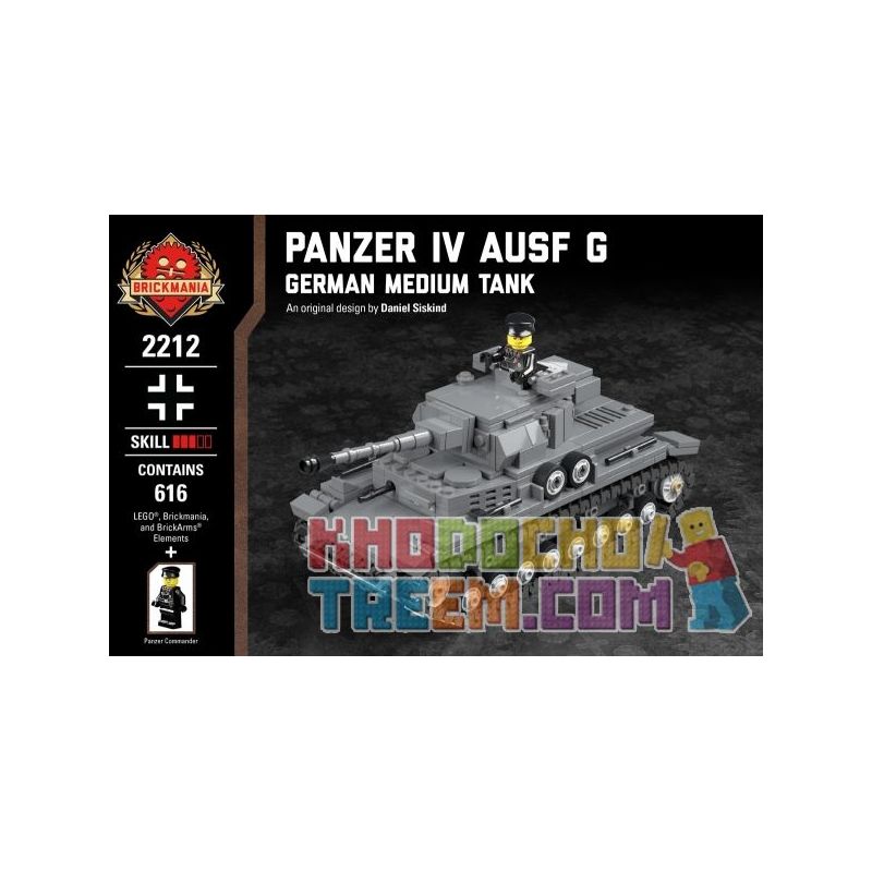 BRICKMANIA 2212 non  XE TĂNG HẠNG IV LOẠI G-XE TRUNG CỦA ĐỨC bộ đồ chơi xếp lắp ráp ghép mô hình Military Army PANZER IV AUSF G - GERMAN MEDIUM TANK Quân Sự Bộ Đội 616 khối