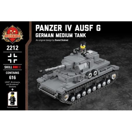 BRICKMANIA 2212 non  XE TĂNG HẠNG IV LOẠI G-XE TRUNG CỦA ĐỨC bộ đồ chơi xếp lắp ráp ghép mô hình Military Army PANZER IV AUSF G - GERMAN MEDIUM TANK Quân Sự Bộ Đội 616 khối