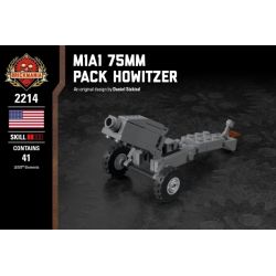 BRICKMANIA 2214 non  LỰU PHÁO ĐÓNG GÓI M1A1 75MM bộ đồ chơi xếp lắp ráp ghép mô hình Military Army M1A1 75MM PACK HOWITZER Quân Sự Bộ Đội 41 khối