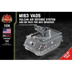 BRICKMANIA 1036 non  GÓI TĂNG CƯỜNG M163 VADS-M113 bộ đồ chơi xếp lắp ráp ghép mô hình Military Army M163 VADS - VULCAN AIR DEFENSE SYSTEM PACK FOR M113 Quân Sự Bộ Đội 153 khối