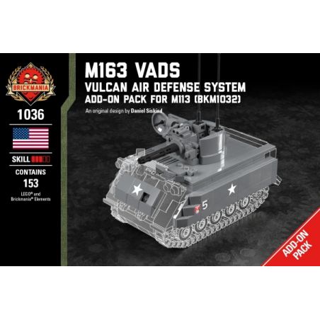 BRICKMANIA 1036 non  GÓI TĂNG CƯỜNG M163 VADS-M113 bộ đồ chơi xếp lắp ráp ghép mô hình Military Army M163 VADS - VULCAN AIR DEFENSE SYSTEM PACK FOR M113 Quân Sự Bộ Đội 153 khối