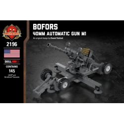 BRICKMANIA 2196 non  SÚNG PHÒNG KHÔNG BOFORS 40MM bộ đồ chơi xếp lắp ráp ghép mô hình Military Army BOFORS - 40MM AUTOMATIC GUN M1 Quân Sự Bộ Đội 145 khối