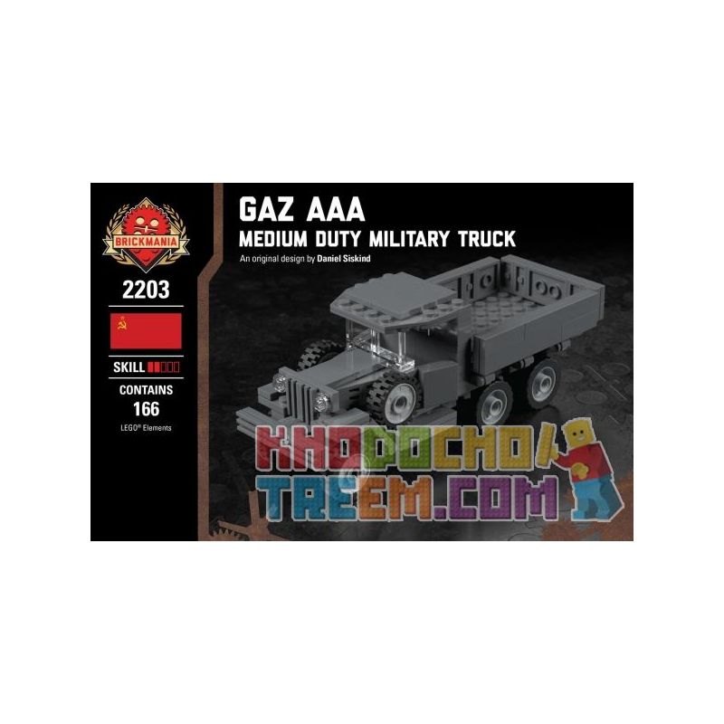 BRICKMANIA 2203 non  GAZ AAA-XE TẢI QUÂN SỰ HẠNG TRUNG bộ đồ chơi xếp lắp ráp ghép mô hình Military Army GAZ AAA - MEDIUM DUTY MILITARY TRUCK Quân Sự Bộ Đội 166 khối