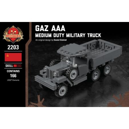 BRICKMANIA 2203 non  GAZ AAA-XE TẢI QUÂN SỰ HẠNG TRUNG bộ đồ chơi xếp lắp ráp ghép mô hình Military Army GAZ AAA - MEDIUM DUTY MILITARY TRUCK Quân Sự Bộ Đội 166 khối