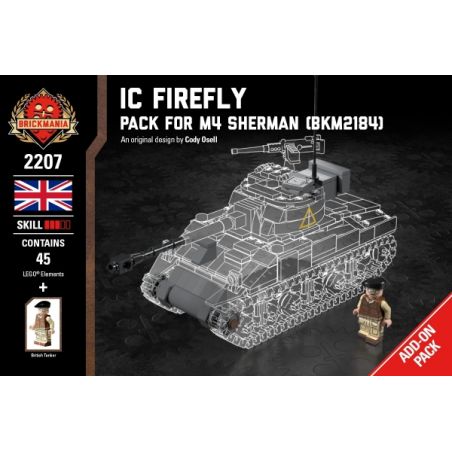 BRICKMANIA 2207 non  GÓI TĂNG CƯỜNG XE IC FIREFLY-M4 SHERMAN bộ đồ chơi xếp lắp ráp ghép mô hình Military Army IC FIREFLY - PACK FOR M4 SHERMAN Quân Sự Bộ Đội 45 khối