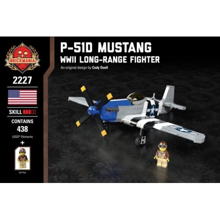 BRICKMANIA 2227 non  MÁY BAY CHIẾN ĐẤU P-51D MUSTANG bộ đồ chơi xếp lắp ráp ghép mô hình Military Army P-51D MUSTANG LONG-RANGE FIGHTER Quân Sự Bộ Đội 438 khối
