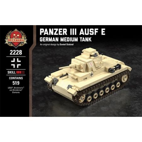 BRICKMANIA 2228 non  XE TĂNG HẠNG III E-XE TRUNG CỦA ĐỨC bộ đồ chơi xếp lắp ráp ghép mô hình Military Army PANZER III AUSF. - GERMAN MEDIUM TANK Quân Sự Bộ Đội 519 khối