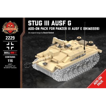 BRICKMANIA 2229 non  SÚNG TẤN CÔNG SỐ 3 bộ đồ chơi xếp lắp ráp ghép mô hình Military Army STUG III AUSF - ADD-ON PACK FOR PANZER Quân Sự Bộ Đội 116 khối