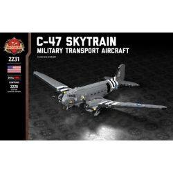BRICKMANIA 2231 non  MÁY BAY VẬN TẢI C-47 bộ đồ chơi xếp lắp ráp ghép mô hình Military Army C-47 SKYTRAIN MILITARY TRANSPORT AIRCRAFT Quân Sự Bộ Đội 2220 khối