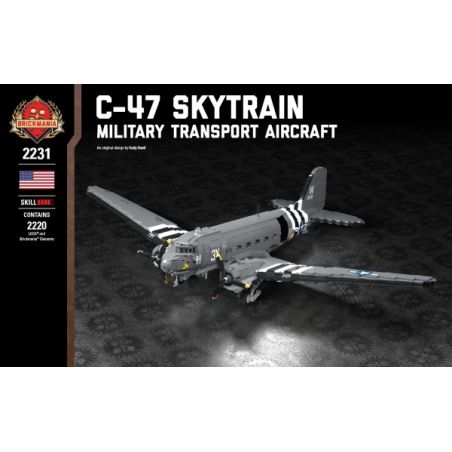 BRICKMANIA 2231 non  MÁY BAY VẬN TẢI C-47 bộ đồ chơi xếp lắp ráp ghép mô hình Military Army C-47 SKYTRAIN MILITARY TRANSPORT AIRCRAFT Quân Sự Bộ Đội 2220 khối