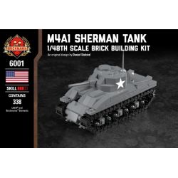 BRICKMANIA 6001 non  BỘ CHẾ TẠO M4A1 SHERMAN TANK-1 48 bộ đồ chơi xếp lắp ráp ghép mô hình Military Army M4A1 SHERMAN TANK - 1/48TH SCALE BRICK BUILDING KIT Quân Sự Bộ Đội 338 khối