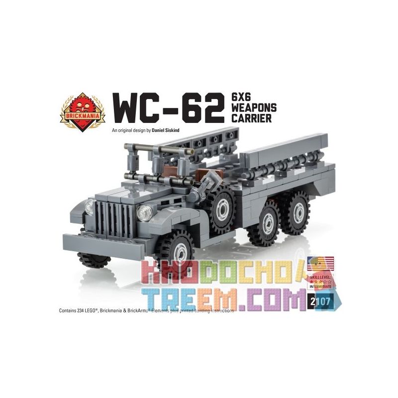 BRICKMANIA 2107 non  NHÀ CUNG CẤP VŨ KHÍ WC-62 6X6 bộ đồ chơi xếp lắp ráp ghép mô hình Military Army WC-62 6X6 WEAPONS CARRIER Quân Sự Bộ Đội 234 khối