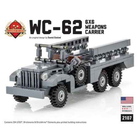 BRICKMANIA 2107 non  NHÀ CUNG CẤP VŨ KHÍ WC-62 6X6 bộ đồ chơi xếp lắp ráp ghép mô hình Military Army WC-62 6X6 WEAPONS CARRIER Quân Sự Bộ Đội 234 khối