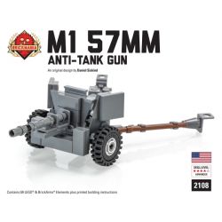 BRICKMANIA 2108 non  SÚNG CHỐNG TĂNG M1 57MM bộ đồ chơi xếp lắp ráp ghép mô hình Military Army M1 57MM ANTI-TANK GUN Quân Sự Bộ Đội 69 khối