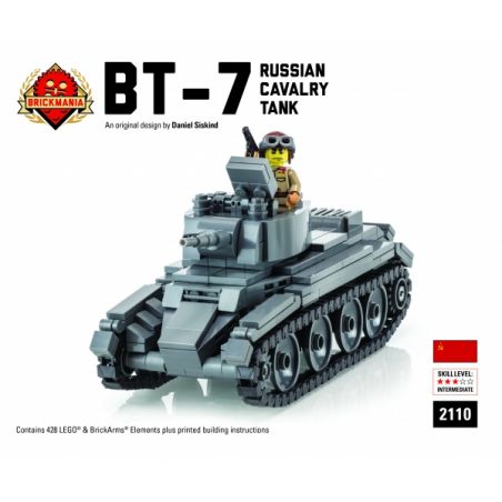 BRICKMANIA 2110 non  XE TĂNG HÀNH TRÌNH BT-7 CỦA NGA bộ đồ chơi xếp lắp ráp ghép mô hình Military Army BT-7 RUSSIAN CAVALRY TANK Quân Sự Bộ Đội 428 khối
