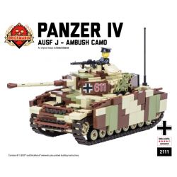 BRICKMANIA 2111 non  KIỂU NGỤY TRANG CỦA XE TĂNG IV LOẠI J-AMBUSH bộ đồ chơi xếp lắp ráp ghép mô hình Military Army PANZER IV AUSF J – AMBUSH CAMO Quân Sự Bộ Đội 811 khối