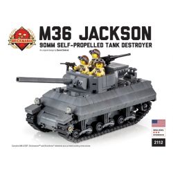 BRICKMANIA 2112 non  PHÁO CHỐNG TĂNG TỰ HÀNH M36 JACKSON 90MM bộ đồ chơi xếp lắp ráp ghép mô hình Military Army M36 JACKSON 90MM SELF-PROPELLED TANK DESTROYER Quân Sự Bộ Đội 647 khối