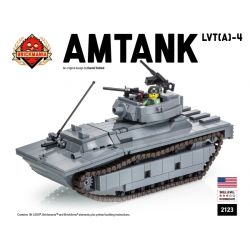 BRICKMANIA 2123 non  AMTANK LVT (A) -4 XE HẠ CÁNH THEO DÕI bộ đồ chơi xếp lắp ráp ghép mô hình Military Army AMTANK LVT(A)-4 Quân Sự Bộ Đội 701 khối