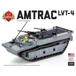 BRICKMANIA 2124 non  PHƯƠNG TIỆN HẠ CÁNH THEO DÕI AMTRAC LVT-4 bộ đồ chơi xếp lắp ráp ghép mô hình Military Army AMTRAC LVT-4   Quân Sự Bộ Đội 677 khối