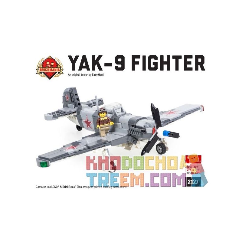 BRICKMANIA 2127 non  MÁY BAY CHIẾN ĐẤU YAK-9 bộ đồ chơi xếp lắp ráp ghép mô hình Military Army YAK-9 FIGHTER Quân Sự Bộ Đội 388 khối