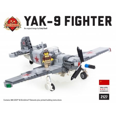 BRICKMANIA 2127 non  MÁY BAY CHIẾN ĐẤU YAK-9 bộ đồ chơi xếp lắp ráp ghép mô hình Military Army YAK-9 FIGHTER Quân Sự Bộ Đội 388 khối