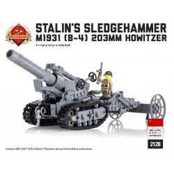 BRICKMANIA 2128 non  LỰU PHÁO 203MM "BÚA CỦA STALIN" -M1931 (B-4) bộ đồ chơi xếp lắp ráp ghép mô hình Military Army "STALIN'S SLEDGEHAMMER" - M1931 (B-4) 203MM HOWITZER Quân Sự Bộ Đội 398 khối