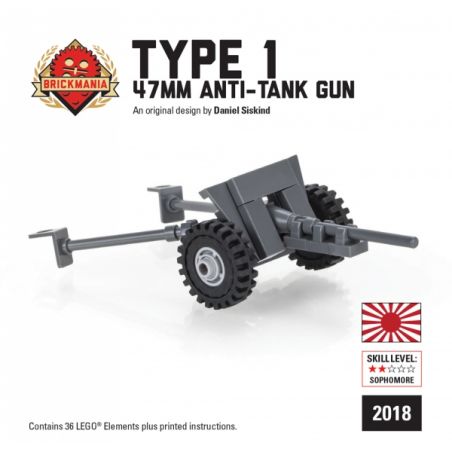BRICKMANIA 2018-1 non  PHÁO CHỐNG TĂNG KIỂU 1 47MM bộ đồ chơi xếp lắp ráp ghép mô hình Military Army TYPE 1 47MM ANTI-TANK GUN Quân Sự Bộ Đội 36 khối