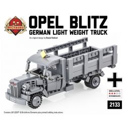 BRICKMANIA 2133 non  OPEL LIGHTNING TRANSPORT bộ đồ chơi xếp lắp ráp ghép mô hình Military Army OPEL BLITZ Quân Sự Bộ Đội 267 khối