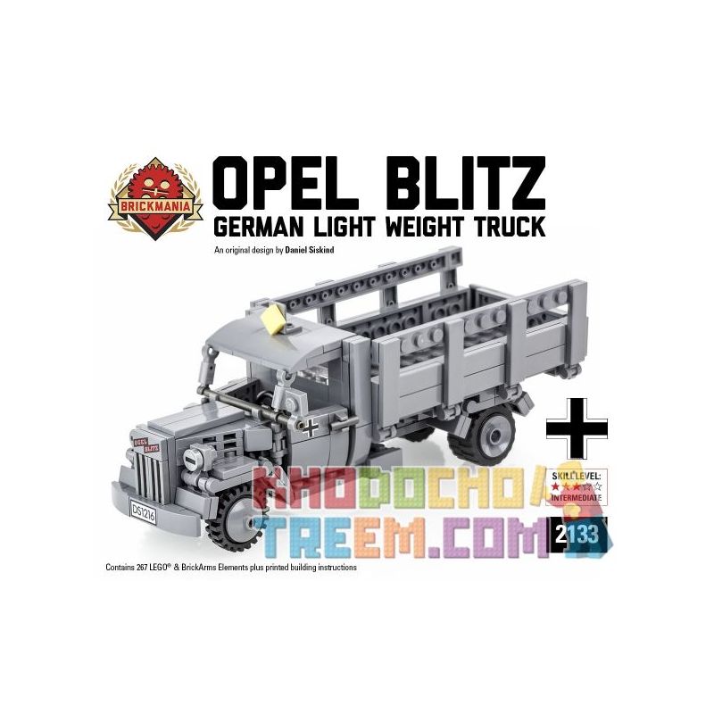 BRICKMANIA 2133 non  OPEL LIGHTNING TRANSPORT bộ đồ chơi xếp lắp ráp ghép mô hình Military Army OPEL BLITZ Quân Sự Bộ Đội 267 khối