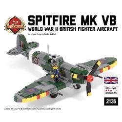BRICKMANIA 2135 non  SPITFIRE MK VB bộ đồ chơi xếp lắp ráp ghép mô hình Military Army Quân Sự Bộ Đội 468 khối