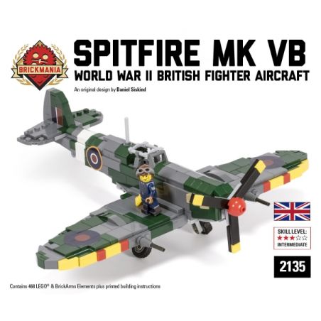 BRICKMANIA 2135 non  SPITFIRE MK VB bộ đồ chơi xếp lắp ráp ghép mô hình Military Army Quân Sự Bộ Đội 468 khối