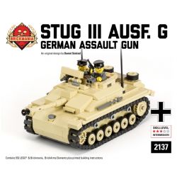 BRICKMANIA 2137 non  SÚNG TẤN CÔNG SỐ 3 KIỂU bộ đồ chơi xếp lắp ráp ghép mô hình Military Army STUG III AUSF. Quân Sự Bộ Đội 552 khối