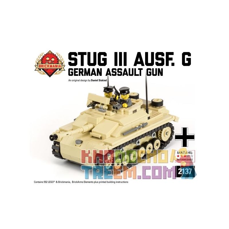 BRICKMANIA 2137 non  SÚNG TẤN CÔNG SỐ 3 KIỂU bộ đồ chơi xếp lắp ráp ghép mô hình Military Army STUG III AUSF. Quân Sự Bộ Đội 552 khối