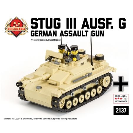 BRICKMANIA 2137 non  SÚNG TẤN CÔNG SỐ 3 KIỂU bộ đồ chơi xếp lắp ráp ghép mô hình Military Army STUG III AUSF. Quân Sự Bộ Đội 552 khối